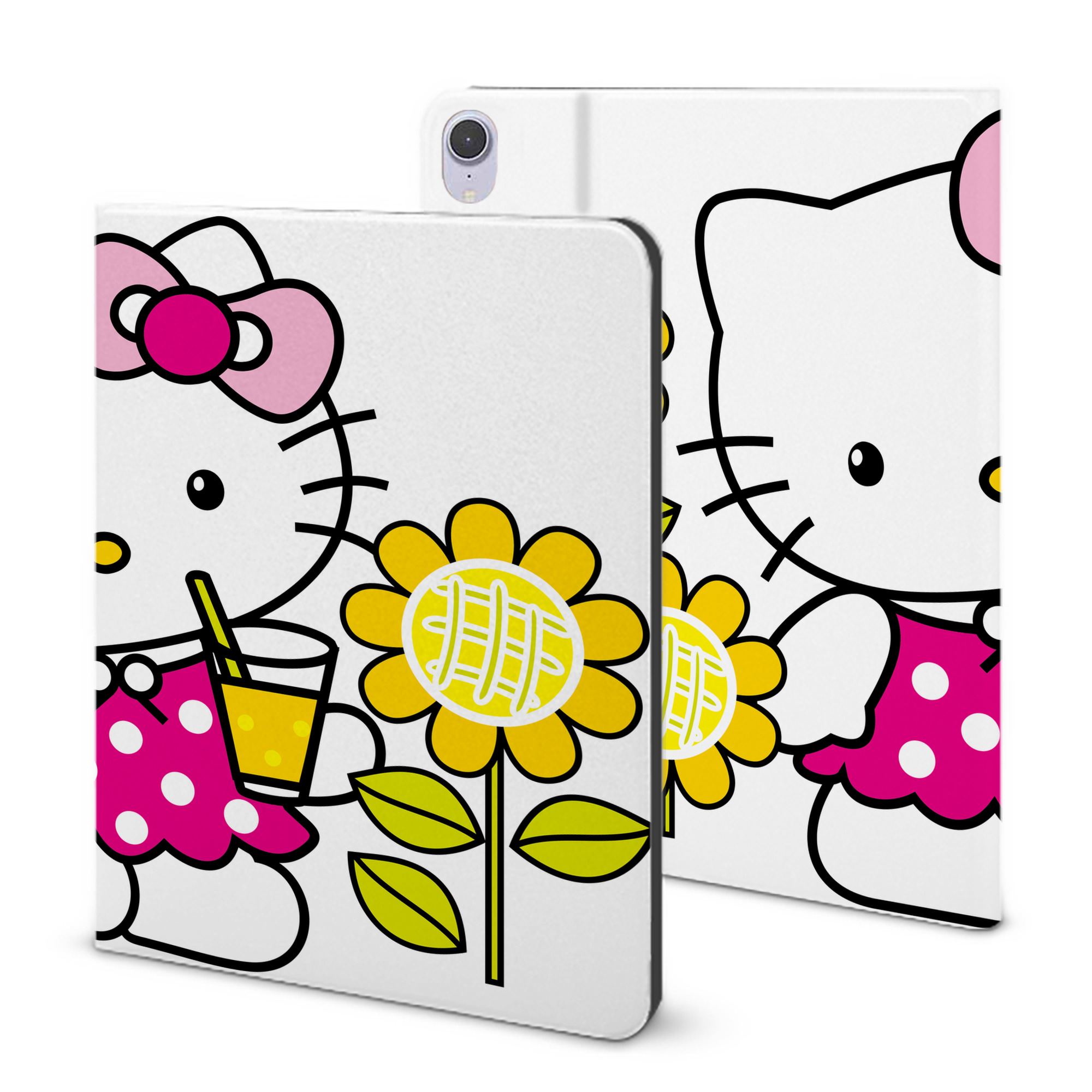 （画像用） Hello Kitty ハローキティ IPad ケース ブック型 PUレザー TPU 耐衝撃 軽量 薄型 ペン収納なし 全面保護 IPad 各モデル対応
